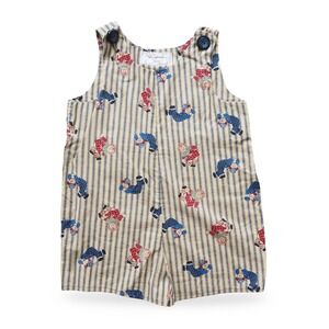 Vintage Sabra Raggedy Ann & Andy Romper Blue Striped Toddler Size 4T 5T Rare
